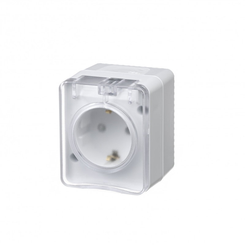 AtlasDesign Profi54 розетка с заземлением со шторками IP54 16А 250B, БЕЛЫЙ, Россия Systeme Electric ATN540145