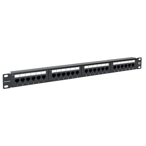 Патч-панель TERACOM 19'' Cat.5E 1U неэкранированная UTP 24 порта RJ-45 110 IDC EKF TRC-PPNL-5EUTP-1U24