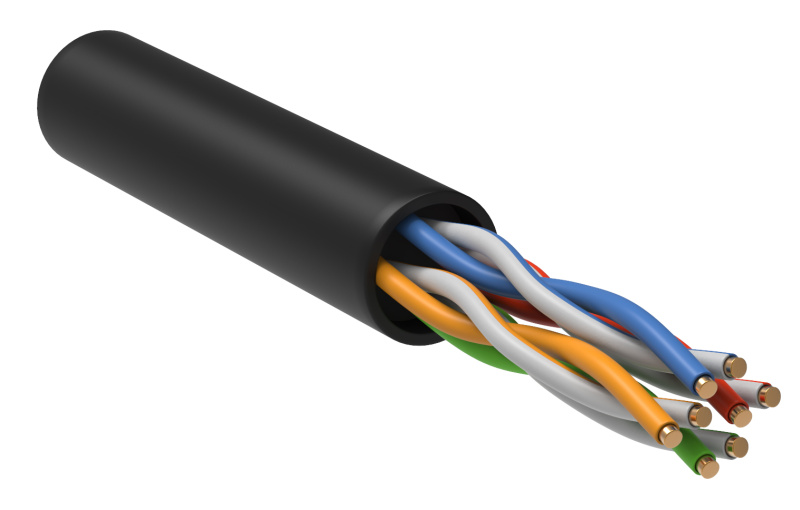 Витая пара U/UTP кат.5E 4x2х24AWG solid LSZH 305м черный ITK LC3-C5E04-129