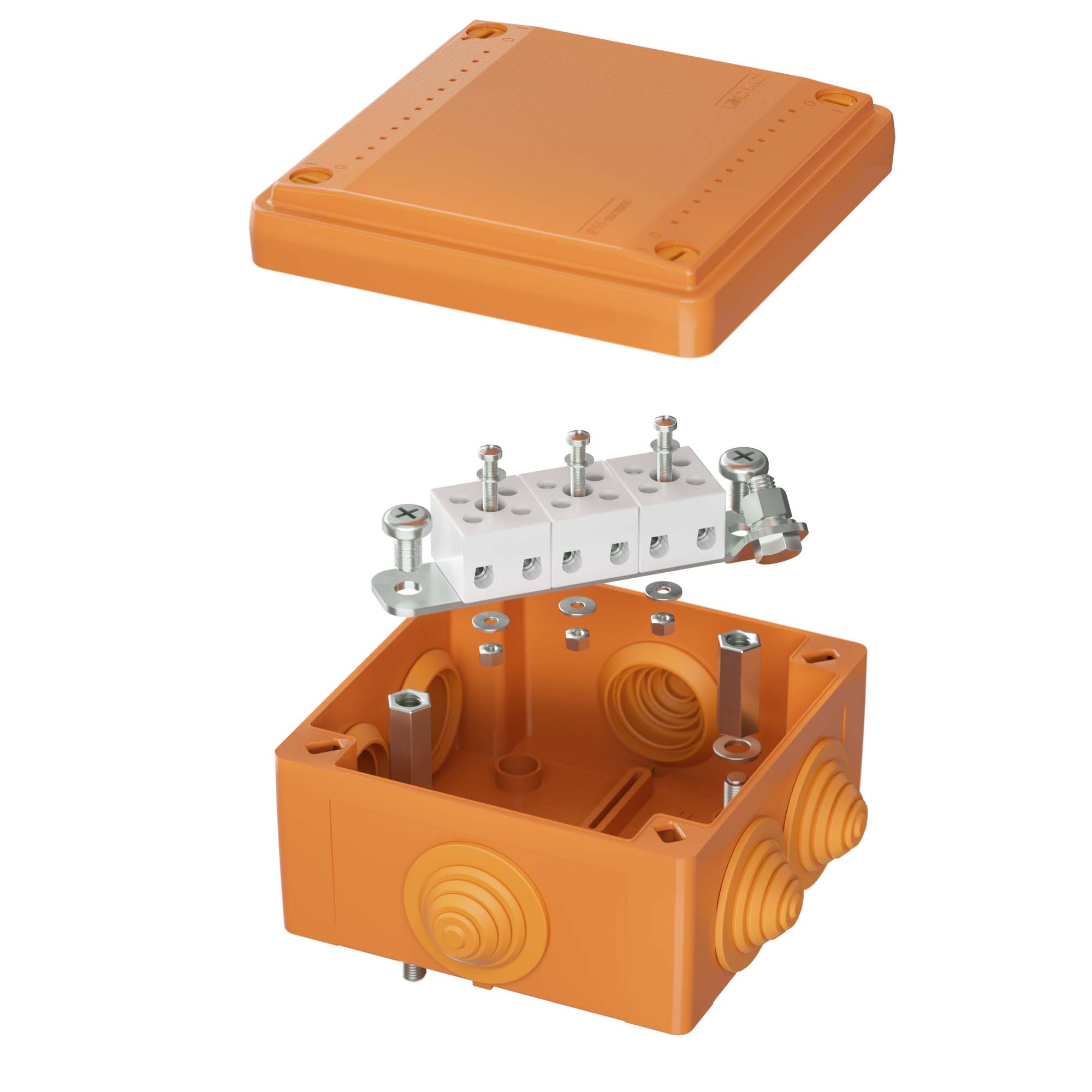 Коробка пластиковая FS с кабельными вводами и клеммниками  IP56 100х100х50мм  5р  450V 10A  6мм.кв. (FSB11506) DKC FSB11506