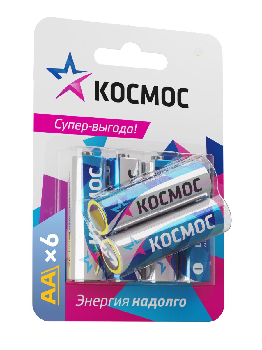 Элемент питания LR6 (AA) 1.5V Alkaline 6BL, КОСМОС Космос KOCLR6BL6