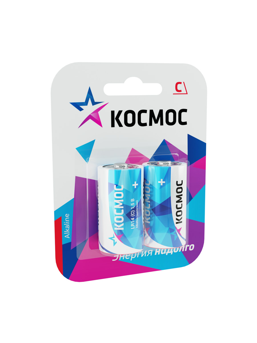 Элемент питания  LR14 (C) 1.5V Alkaline 2BL Космос KOCLR14MAX2BL