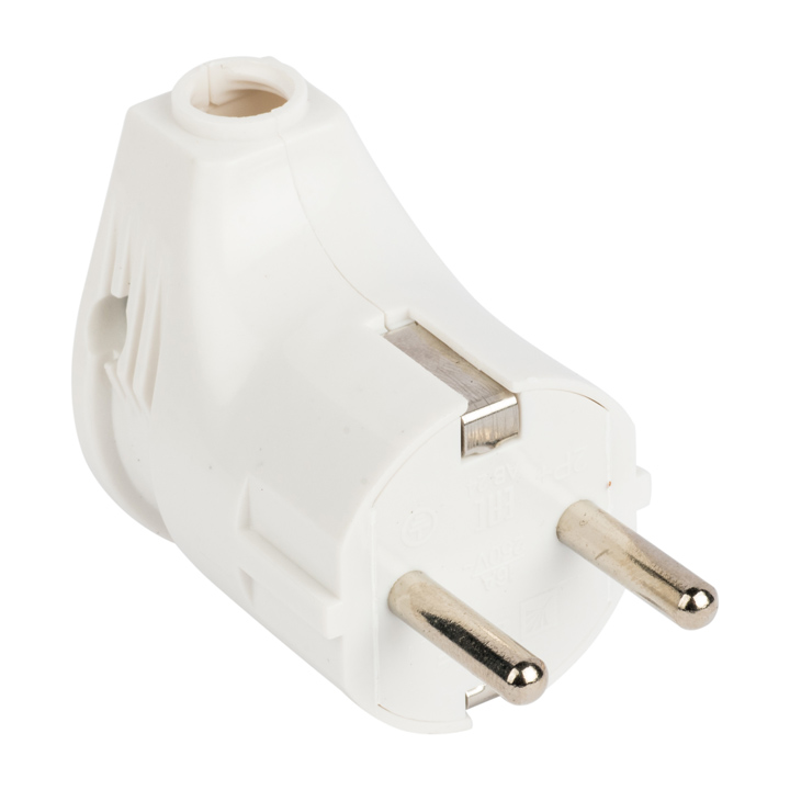 Вилка угловая с заземлением белая 16А 250В EKF AVY16-10