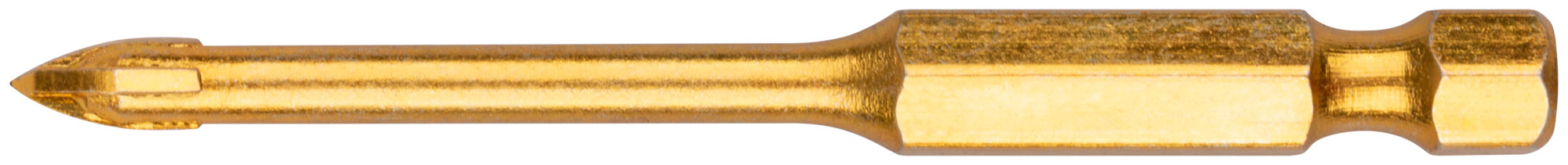 Сверло по кафелю, 4 режущие кромки, титановое покрытие, U-хвостовик под биту 4х69 мм (35474) FIT 35474