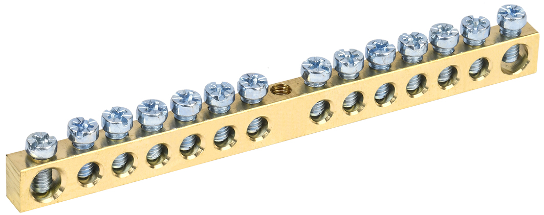 Шина нулевая с заземлением 6х9мм 14/1 крепление по центру IEK YNN10-14-100