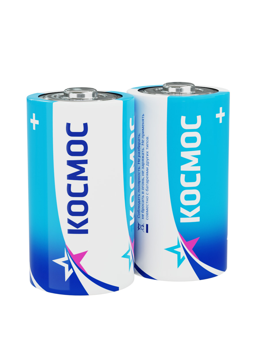 Элемент питания R20 (D) 1.5V Zinc carbon 2S в шринке Космос KOCR20