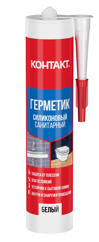Герметик силиконовый санитарный белый 280 мл КОНТАКТ 24493