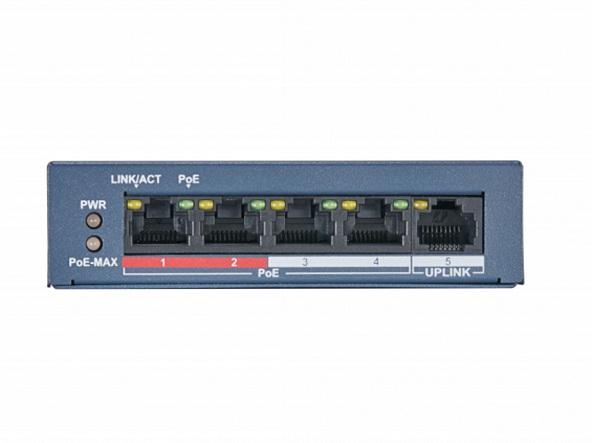 Коммутатор неуправляемый PoE 4 порта 10/100 Мб/с 1хRJ45, грозозащита 6 кВ HiWatch 301801552