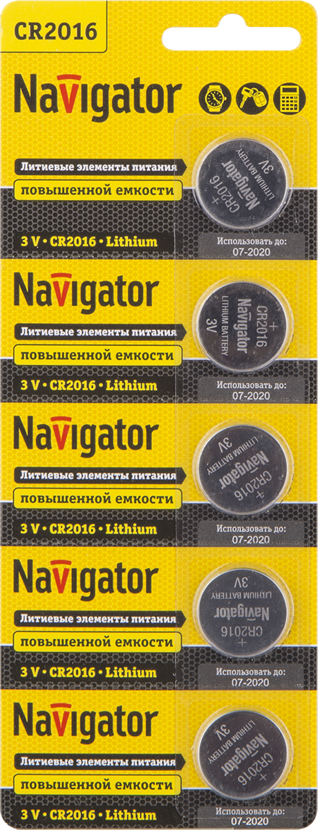 Элемент питания NBT-CR2016-BP5 Navigator Group 94763 17006