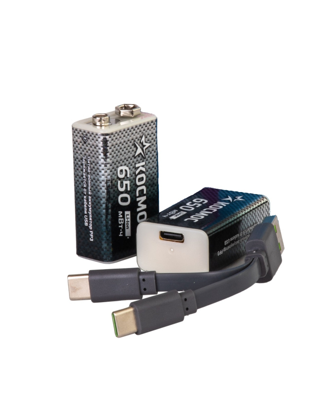 Аккумулятор крона Li-ion 9V 500мАч 2 шт в боксе