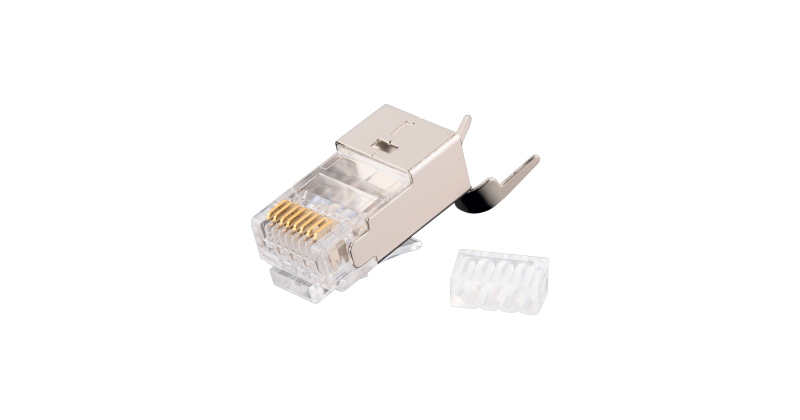 Коннектор RJ45/8P8C под витую пару, Кат.6(Класс E), 250МГц, покрытие 50мкд, универсальные ножи, экранированный, со вставкой, с хвостовиком, круглый ввод, уп-ка 100шт. NIKOMAX/NIKOLAN ЭКО52889