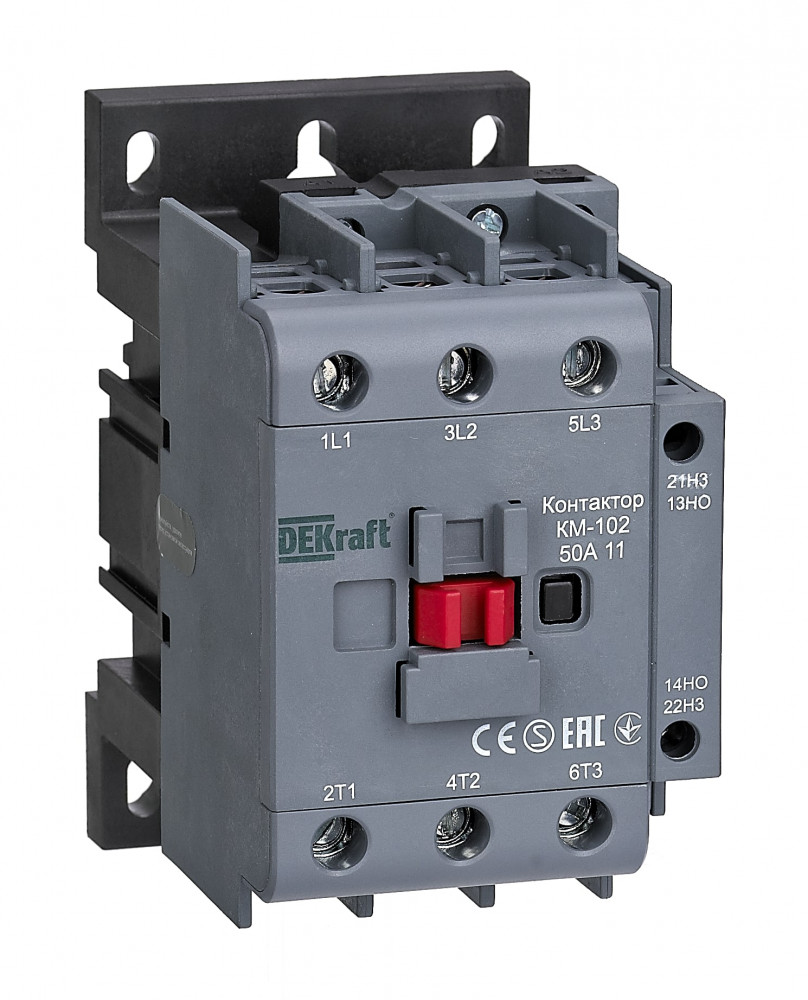 Контактор 50А 220В/230В АС3 АС4 1НО+1НЗ КМ-102 DEKraft 22007DEK