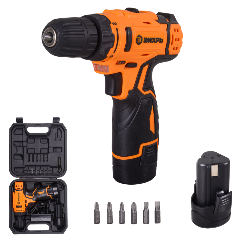 Дрель-шуруповерт аккумуляторная ДА-12Л-2К (2,0 А/ч) Вихрь (72/14/7)