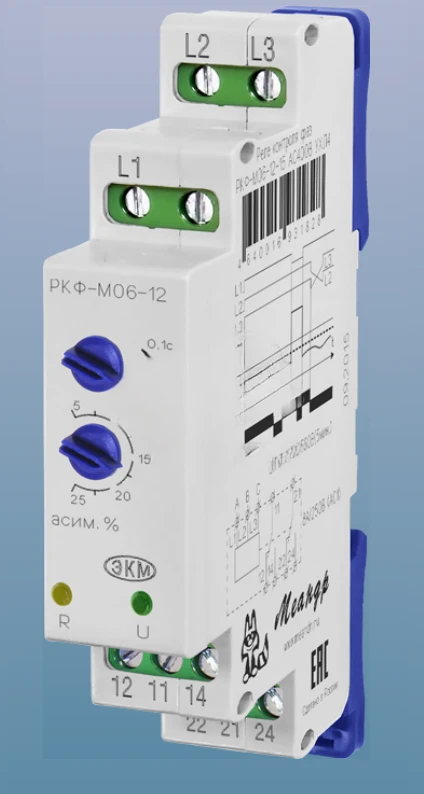 Реле контроля фаз РКФ-М06-12-15 380B (РКФ-М06-12-15) Меандр 4640016931828