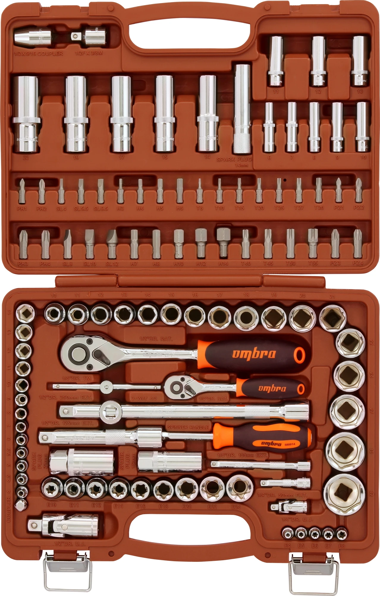 Набор инструмента универсальный 1/4'', 3/8'', и 1/2''DR, 108 предметов Ombra 055322