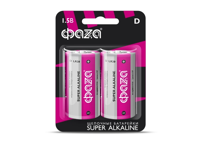 Элемент питания LR20 Super Alkaline, блистер, 2шт. ФАZА 2858535