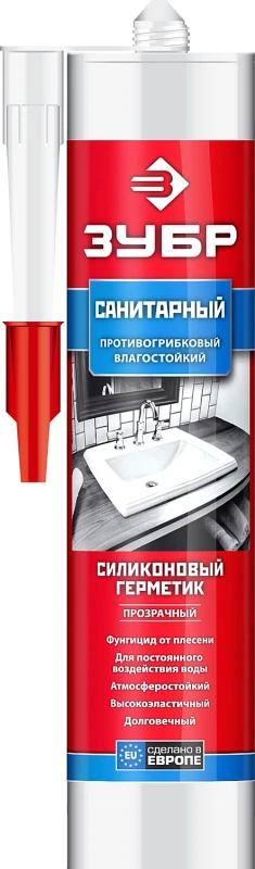 Герметик санитарный силиконовый 280 мл прозрачный ЗУБР 41235-2