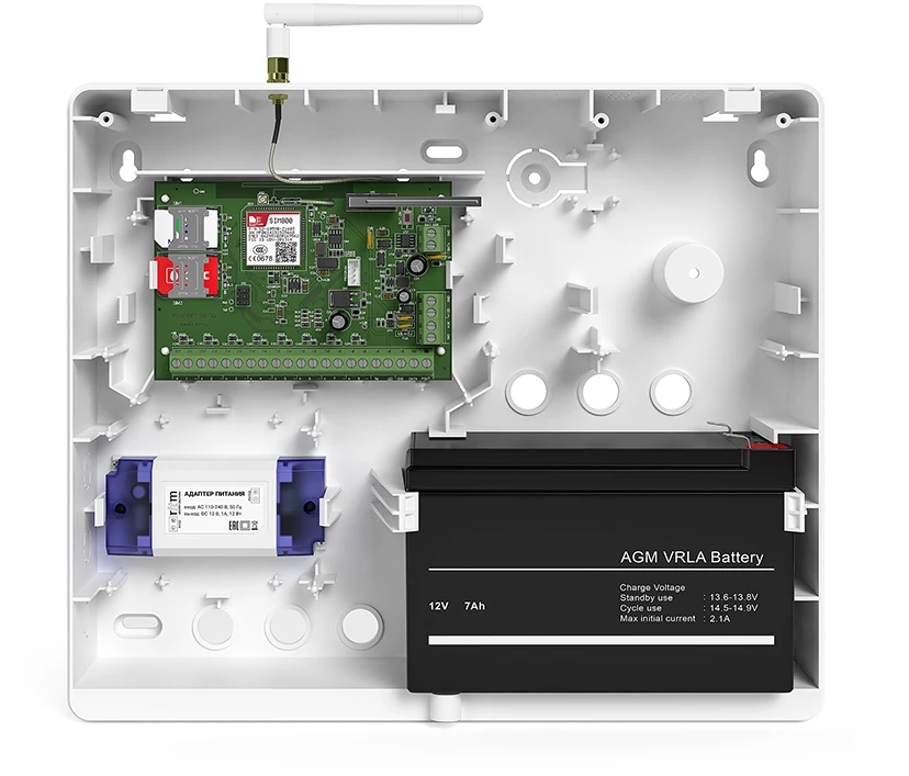 Прибор охранный Контакт GSM-5A v.2.1 с внешней антенной в корпусе под АКБ 7Ач Ритм 102890203