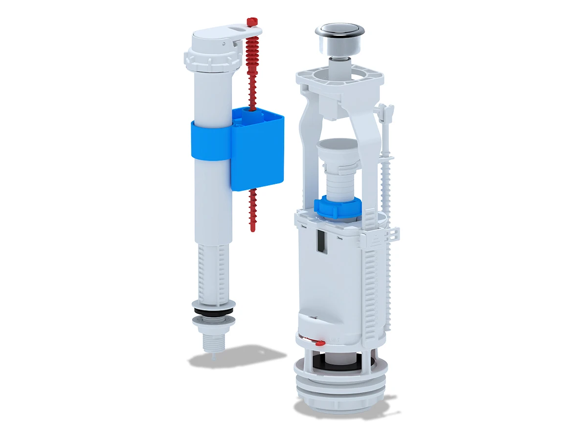 Набор для бачка унитаза с нижней подводкой 1/2' с пластиковым щтуцером кнопка хром АНИ пласт WC8510C