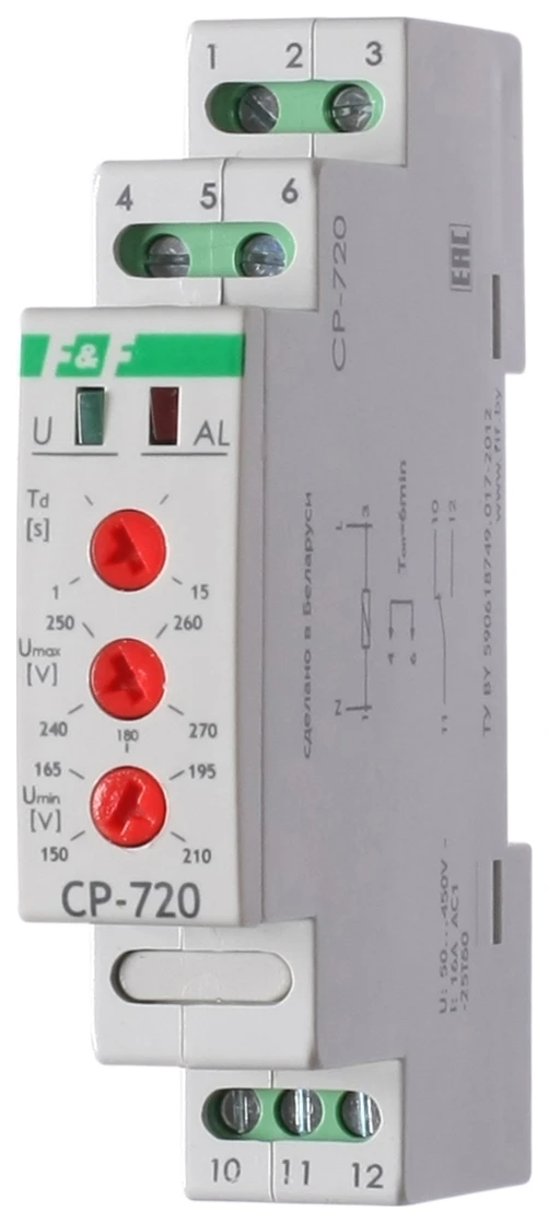 Реле контроля напряжения CP-720 Евроавтоматика F&F EA04.009.002