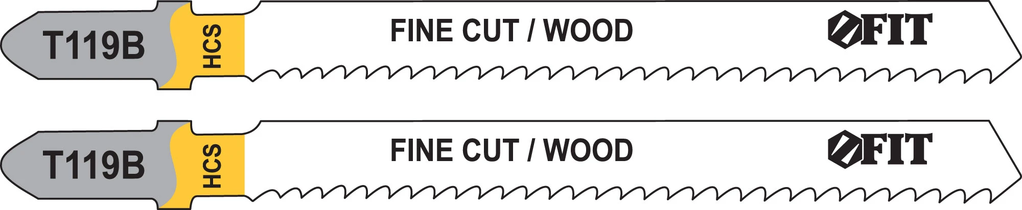 Полотна по дереву, HCS, фрезерованные, волнистые зубья, 91/67/2 мм (Т119В), 2 шт (40936) FIT