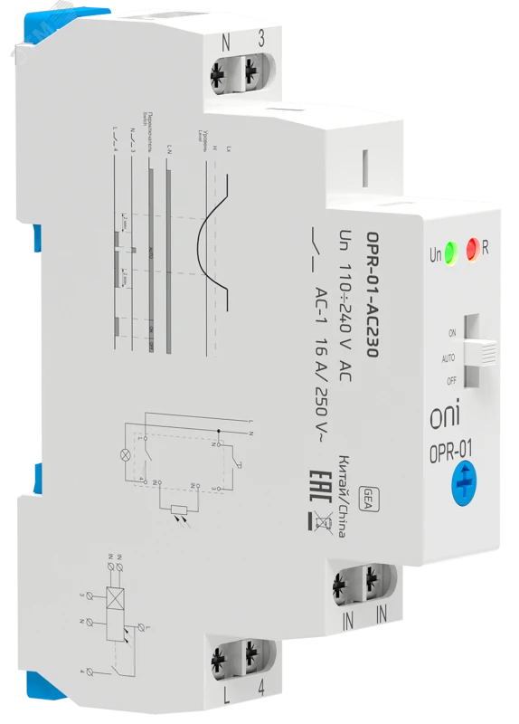 Фотореле OPR-01 1 конт. 230В АС с вынос.дат. ONI OPR-01-AC230