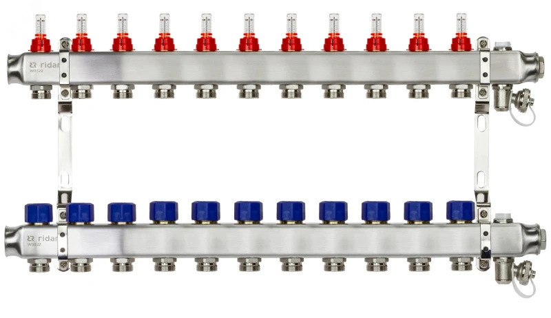 Коллекторная группа SSM-11RF set 11 контуров 1' x 3/4' с расходомерами и кронштейнами Ридан 088U0961R