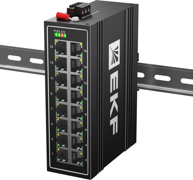 Коммутатор промышленный неуправляемый U-16T, 16 портов 10/100Base-T(X) RJ45, монтаж на динрейку TSX EKF EKF TSX-U-16T