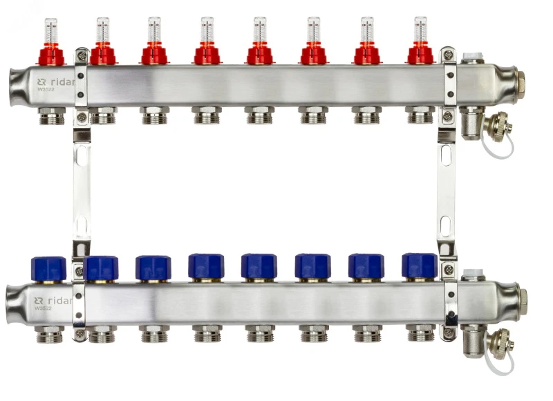 Коллекторная группа SSM-8RF set 8 контуров 1' x 3/4' с расходомерами и кронштейнами Ридан 088U0958R 088U0958R