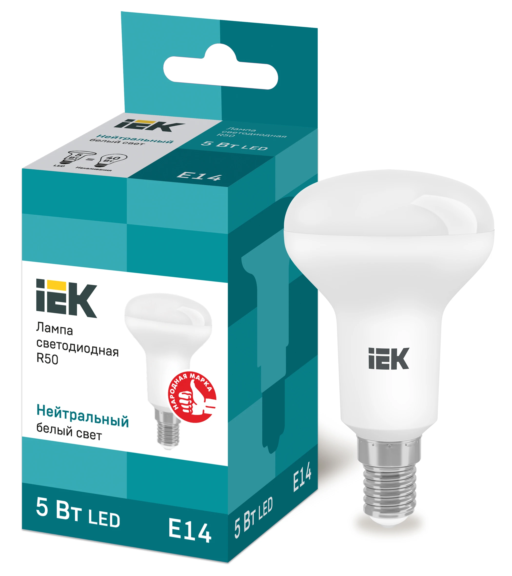 Лампа светодиодная LED рефлекторная 5вт E14 R50 белый ECO IEK LLE-R50-5-230-40-E14