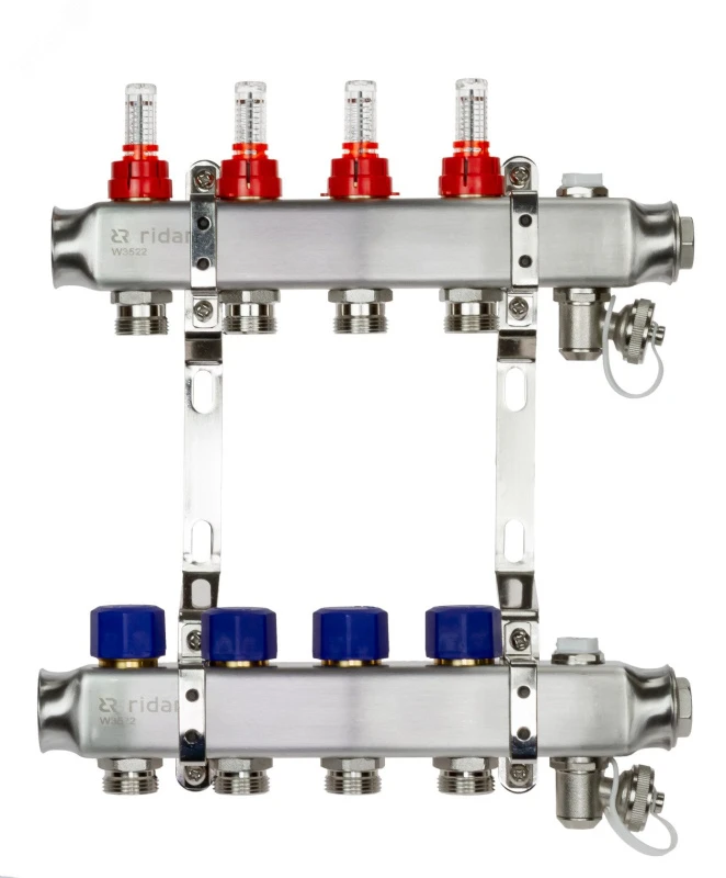 Комплект коллекторов SSM-4RF set с расходомерами и кронштейнами, 4 контура Ридан 088U0954R
